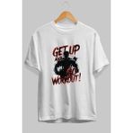 Ankhises Gym , Spor , Fitness Serisi 84 Ön Baskılı Oversize T-Shirt Erkek Kadın Pamuk Bisiklet Yaka Tişort - Beyaz - XL