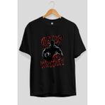 Ankhises Gym , Spor , Fitness Serisi 84 Ön Baskılı Oversize T-Shirt Erkek Kadın Pamuk Bisiklet Yaka Tişort - Siyah