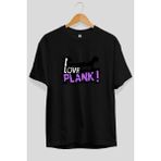 Ankhises Gym , Spor , Fitness Serisi 85 Ön Baskılı Oversize T-Shirt Erkek Kadın Pamuk Bisiklet Yaka Tişort - Siyah - XL