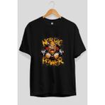 Ankhises Gym , Spor , Fitness Serisi 88 Ön Baskılı Oversize T-Shirt Erkek Kadın Pamuk Bisiklet Yaka Tişort - Siyah - XL