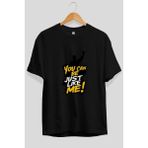 Ankhises Gym , Spor , Fitness Serisi 91 Ön Baskılı Oversize T-Shirt Erkek Kadın Pamuk Bisiklet Yaka Tişort - Siyah - XL