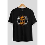 Ankhises Gym , Spor , Fitness Serisi 96 Ön Baskılı Oversize T-Shirt Erkek Kadın Pamuk Bisiklet Yaka Tişort - Siyah - XL