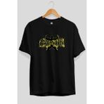 Ankhises Gym , Spor , Fitness Serisi 98 Ön Baskılı Oversize T-Shirt Erkek Kadın Pamuk Bisiklet Yaka Tişort - Siyah - XL