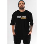 ankhises Herkes Yolunda Ön Baskılı Siyah Oversize T-Shirt Erkek Kadın Bisiklet Yaka - XL