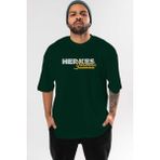 Ankhises Herkes Yolunda Ön Baskılı Zümrüt Yeşili Oversize T-Shirt Erkek Kadın Bisiklet Yaka