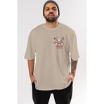 Ankhises Himiko Toga 1 Ön Sol Baskılı Oversize T-Shirt Erkek Kadın Unisex Pamuk Bisiklet Yaka Tişort - Bej - XL