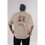 Ankhises Himiko Toga Anime Arka Baskılı Bej Oversize T-Shirt %100 Pamuk Erkek Kadın