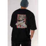 ankhises Himiko Toga Anime Arka Baskılı Siyah Oversize T-Shirt Erkek Kadın - XL