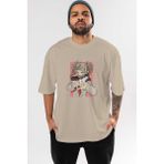 Ankhises Himiko Toga Anime Ön Baskılı Bej Oversize T-Shirt Erkek Kadın