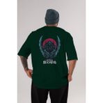 Ankhises Inosuke Demon Slayer Anime Arka Baskılı Zümrüt Yeşili Oversize T-Shirt Pamuk Erkek Kadın