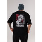 ankhises Kaneki Ken Tokyo Ghoul Anime Arka Baskılı Siyah Oversize T-Shirt Erkek Kadın - XL