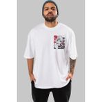 Ankhises Kaneki Ken Tokyo Ghoul Ön Sol Baskılı Oversize T-Shirt Erkek Kadın Unisex Pamuk Bisiklet Yaka Tişort - Beyaz - XL