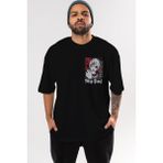 Ankhises Kaneki Ken Tokyo Ghoul Ön Sol Baskılı Oversize T-Shirt Erkek Kadın Unisex Pamuk Bisiklet Yaka Tişort - Siyah