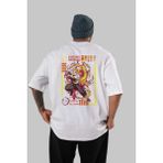 ankhises Kyojuro Rengoku Anime Arka Baskılı Beyaz Oversize T-Shirt Pamuk Erkek Kadın
