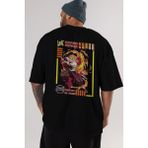 ankhises Kyojuro Rengoku Anime Arka Baskılı Siyah Oversize T-Shirt Erkek Kadın - XL