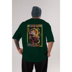 Ankhises Kyojuro Rengoku Anime Arka Baskılı Zümrüt Yeşili Oversize T-Shirt Pamuk Erkek Kadın
