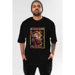 ankhises Kyojuro Rengoku Anime Ön Baskılı Siyah Oversize T-Shirt Erkek Kadın - XL