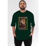 Ankhises Kyojuro Rengoku Anime Ön Baskılı Zümrüt Yeşili Oversize T-Shirt Erkek Kadın