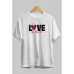 Ankhises Love Ön Baskılı Beyaz Oversize T-Shirt Erkek Kadın Pamuk Bisiklet Yaka Tişort - XL