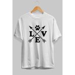 Ankhises Love Pati Ön Baskılı Beyaz Oversize T-Shirt Erkek Kadın Pamuk Bisiklet Yaka Tişort - XL