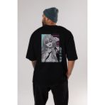 ankhises Marin Kitagawa 1 Anime Arka Baskılı Siyah Oversize T-Shirt Erkek Kadın
