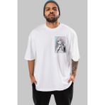 Ankhises Marin Kitagawa 1 Ön Sol Baskılı Oversize T-Shirt Erkek Kadın Unisex Pamuk Bisiklet Yaka - Beyaz - XL