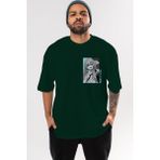 Ankhises Marin Kitagawa 1 Ön Sol Baskılı Oversize T-Shirt Erkek Kadın Unisex Pamuk Bisiklet Yaka Tişort - Zümrüt Yeşili