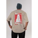 Ankhises Marın Kıtagawa Anime Arka Baskılı Bej Oversize T-Shirt %100 Pamuk Erkek Kadın
