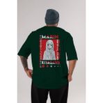 Ankhises Marın Kıtagawa Anime Arka Baskılı Zümrüt Yeşili Oversize T-Shirt Pamuk Erkek Kadın