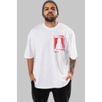 Ankhises Marın Kıtagawa Ön Sol Baskılı Oversize T-Shirt Erkek Kadın Unisex Pamuk Bisiklet Yaka Tişort - Beyaz