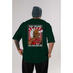 Ankhises Michael Jordan Arka Baskılı Zümrüt Yeşili Oversize T-Shirt Unisex Erkek Kadın Bisiklet Yaka - XL