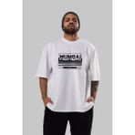 ankhises Mumbai Ön Baskılı Beyaz Oversize T-Shirt Erkek Kadın Bisiklet Yaka - XL