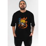 ankhises Naruto Uzumaki 1 Anime Ön Baskılı Siyah Oversize T-Shirt Erkek Kadın - XL