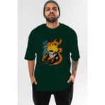 Ankhises Naruto Uzumaki 1 Anime Ön Baskılı Zümrüt Yeşili Oversize T-Shirt Erkek Kadın