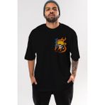 Ankhises Naruto Uzumaki 1 Ön Sol Baskılı Oversize T-Shirt Erkek Kadın Unisex Pamuk Bisiklet Yaka Tişort - Siyah