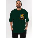 Ankhises Naruto Uzumaki 1 Ön Sol Baskılı Oversize T-Shirt Erkek Kadın Unisex Pamuk Bisiklet Yaka Tişort - Zümrüt Yeşili