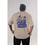 Ankhises Naruto Uzumaki Anime Arka Baskılı Bej Oversize T-Shirt %100 Pamuk Erkek Kadın