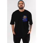 Ankhises Naruto Uzumaki Ön Sol Baskılı Oversize T-Shirt Erkek Kadın Unisex Pamuk Bisiklet Yaka - Siyah