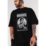 ankhises Nicola Tesla Ip Man Ön Baskılı Siyah Oversize T-Shirt Erkek Kadın Bisiklet Yaka