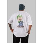 ankhises Plumber Brothers Arka Baskılı Beyaz Oversize T-Shirt Erkek Kadın Bisiklet Yaka - XL