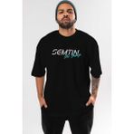 ankhises Semtin Göz Bebeği Ön Baskılı Siyah Oversize T-Shirt Erkek Kadın Bisiklet Yaka