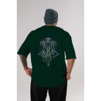 Ankhises Shred Chopper Arka Baskılı Zümrüt Yeşili Oversize T-Shirt Erkek Kadın Bisiklet Yaka