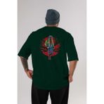 Ankhises Spıderman 2 Arka Baskılı Zümrüt Yeşili Oversize T-Shirt Erkek Kadın Bisiklet Yaka - XL