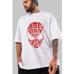 Ankhises Spiderman Ön Baskılı Beyaz Oversize T-shirt Unisex Erkek Kadın Bisiklet Yaka