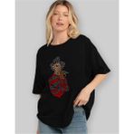ankhises Sweet Dream Ön Baskılı Siyah Oversize T-Shirt Erkek Kadın Bisiklet Yaka