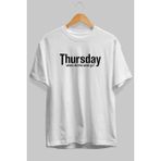 Ankhises Thursday Ön Baskılı Beyaz Oversize T-Shirt Erkek Kadın Pamuk Bisiklet Yaka Tişort - XL