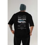 Ankhises VOLKSWAGEN Golf GTI MK7 Arka Baskılı Siyah Oversize t-shirt Bisiklet Yaka pamuk Erkek Kadın