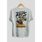 Ankhises Wrathfire Ares Arka Baskılı Beyaz Oversize T-Shirt Erkek Kadın Pamuk Bisiklet Yaka Tişort - XL