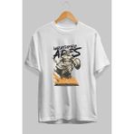 Ankhises Wrathfire Ares Ön Baskılı Beyaz Oversize T-Shirt Erkek Kadın Pamuk Bisiklet Yaka Tişort - XL