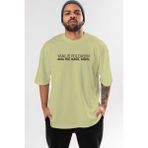 Ankhises Yanlış Yoldayım Ama Yol Ön Baskılı Bej Oversize T-Shirt Erkek Kadın Bisiklet Yaka